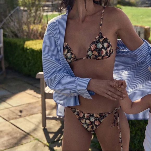 NWT Doen Positano bikini bottom in noir tresors de la mer XL - Picture 3 of 7